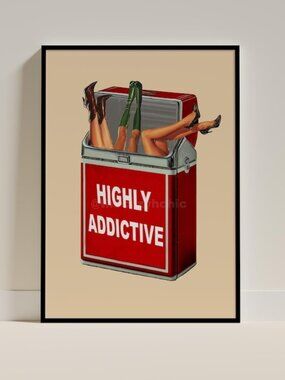 Vintage Wall Art Tobacco Print, Retro Pop Culture, Trendy Bar Cart Decor
